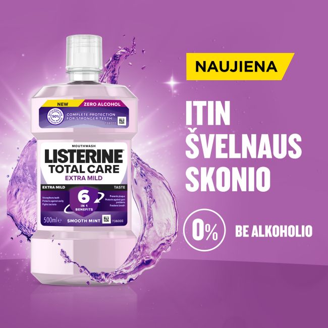 LISTERINE TOTAL CARE EXTRA MILD burnos skalavimo skystis, 500 ml