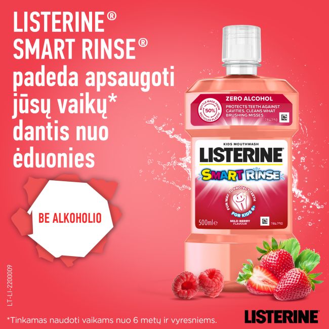 LISTERINE SMART RINSE burnos skalavimo skystis, 500 ml