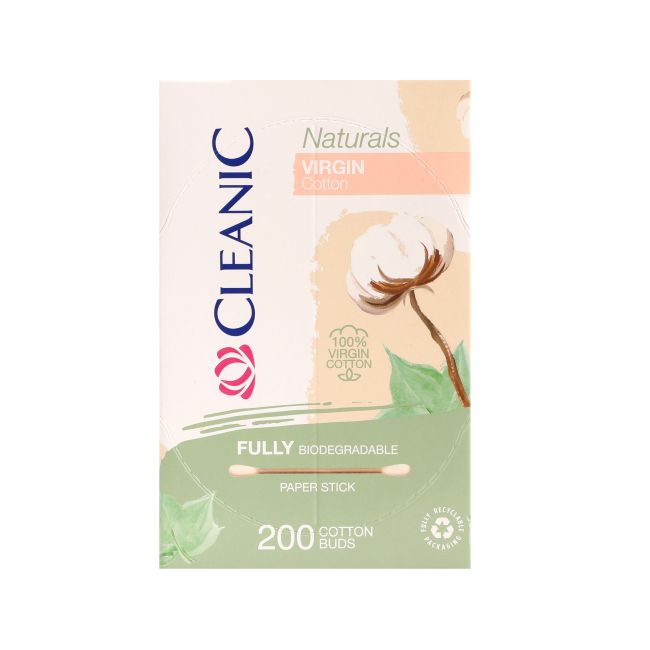 CLEANIC NATURALS VIRGIN COTTON vatos pagaliukai (200 vnt.)