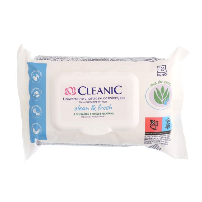 CLEANIC CLEAN & FRESH drėkinamosios servetėlės (120 vnt.)