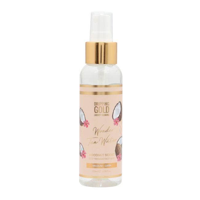 DRIPPING GOLD WONDER WATER COCONUT SCENT savaiminio įdegio veido dulksna, 100 ml