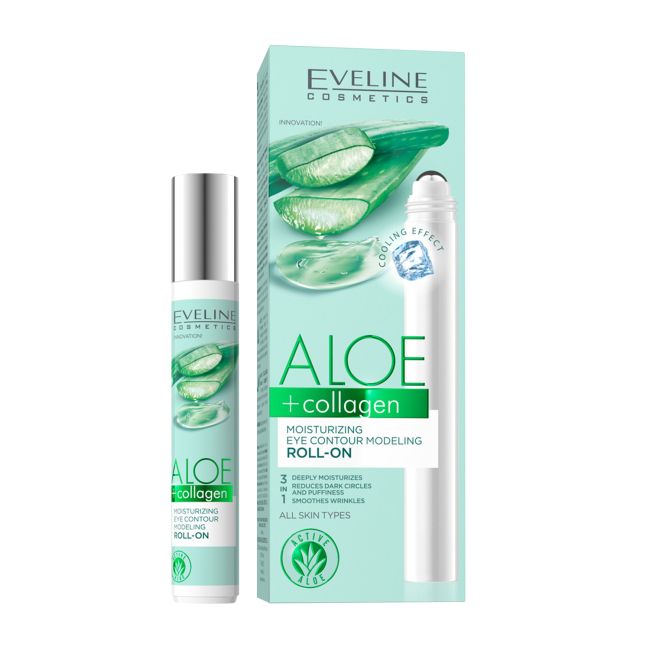 EVELINE ALOE +COLLAGEN rutulinė paakių želė, 15 ml
