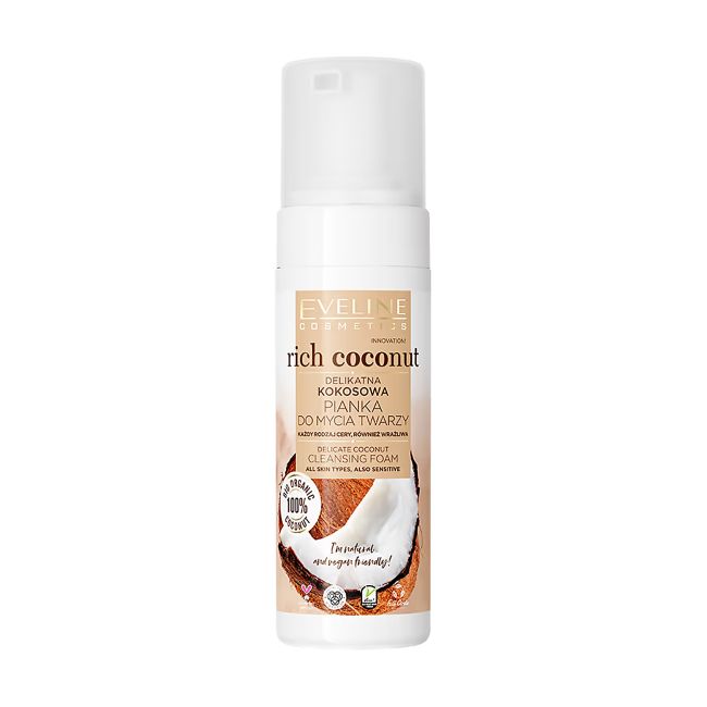 EVELINE RICH COCONUT valomosios veido putos, 150 ml