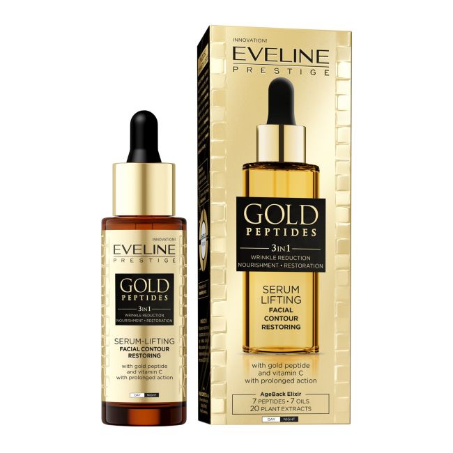 EVELINE GOLD PEPTIDES 3 IN 1 LIFTING veido serumas, 30 ml
