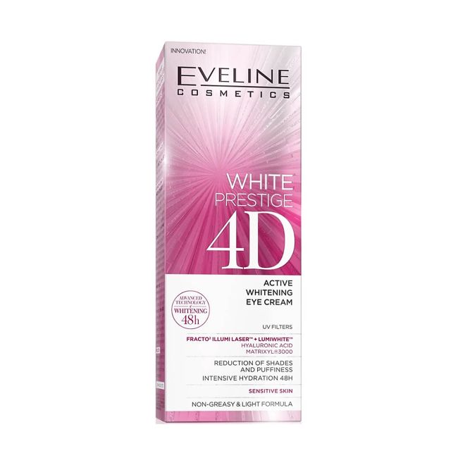EVELINE WHITE PRESTIGE 4D ACTIVE WHITENING akių kontūro kremas, 20 ml