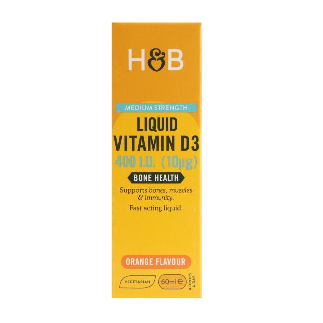 H&B MEDIUM STRENGTH vitaminas D3 400 TV, skystis, 60 ml