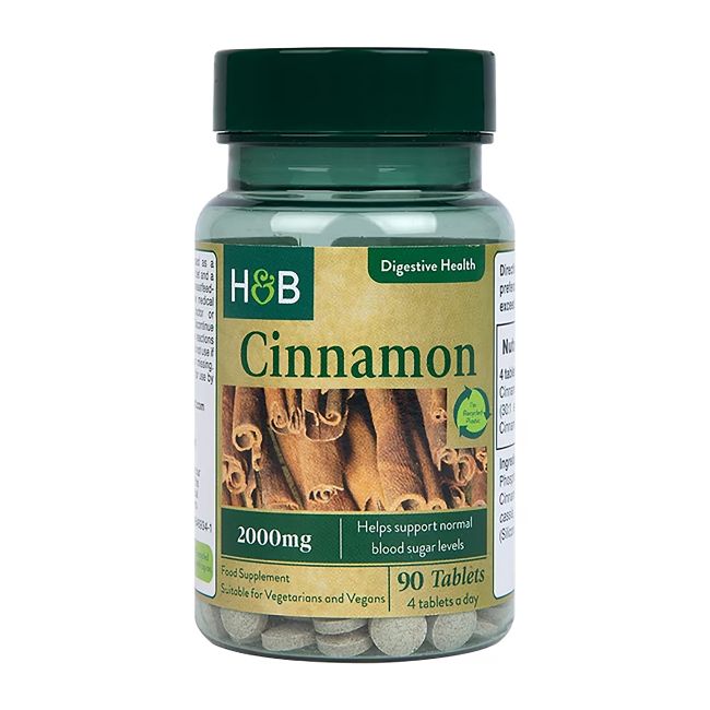 H&B cinamonas 2000 mg, 90 tablečių