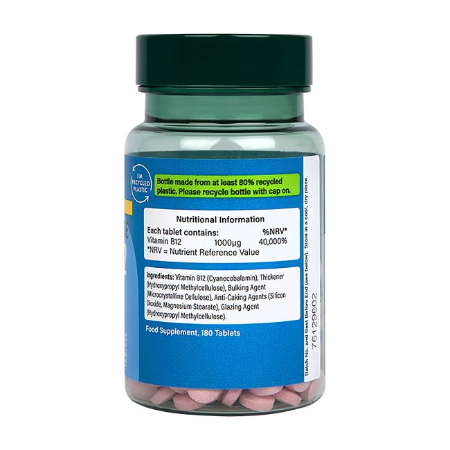 H&B HIGH STRENGTH vitaminas B12 1000 µg, 180 tablečių