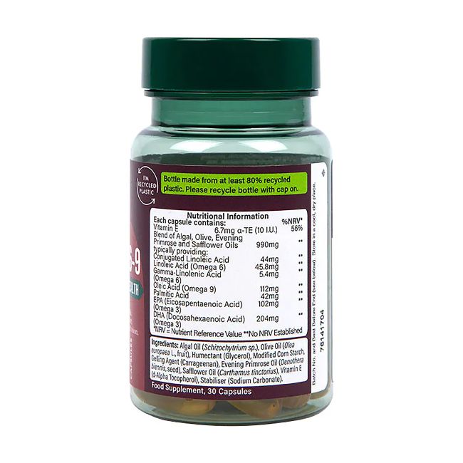 H&B HIGH STRENGTH VEGAN TRIPLE omega 3-6-9 aliejus 680 mg, 30 kapsulių