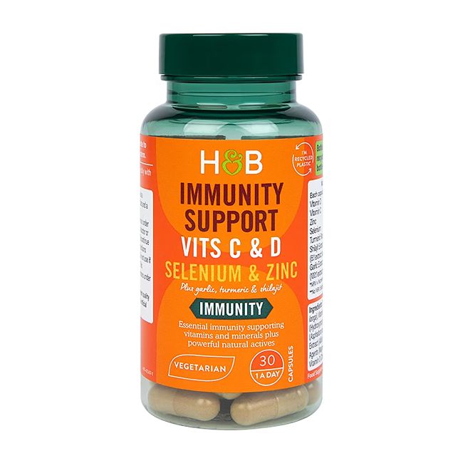 H&B vitaminas C, vitaminas D, selenas ir cinkas imunitetui, 30 kapsulių