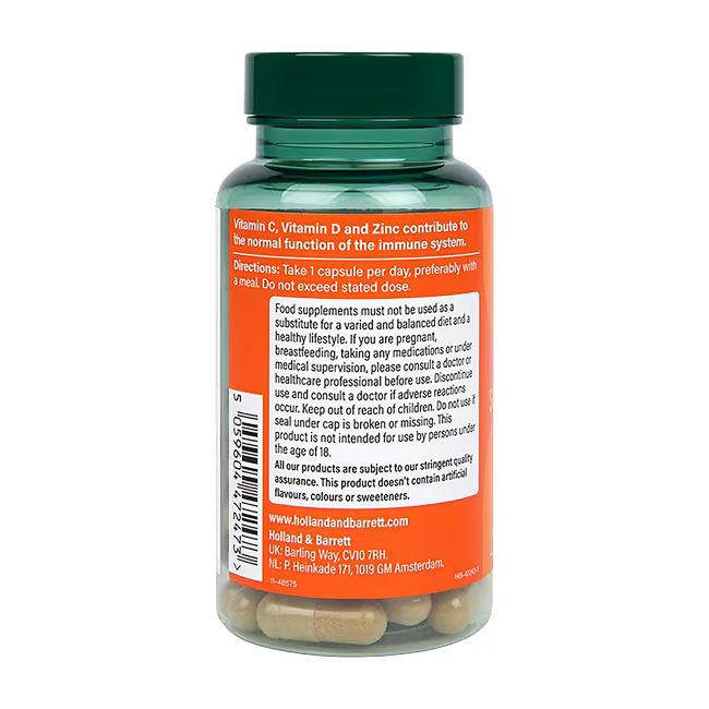 H&B vitaminas C, vitaminas D, selenas ir cinkas imunitetui, 30 kapsulių
