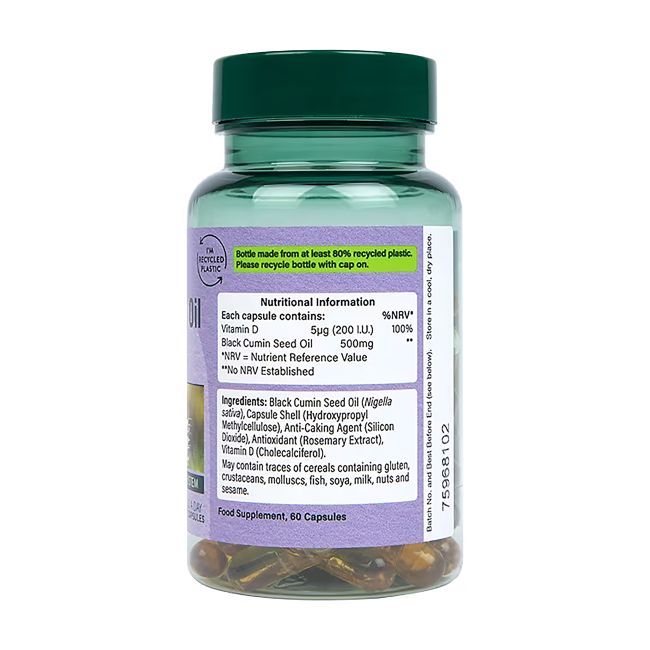 H&B juodųjų sėklų aliejus ir vitaminas D, 60 kapsulių