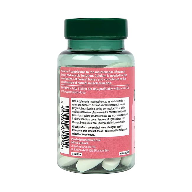 H&B kalcis 600 mg ir vitaminas D kaulams, 60 tablečių