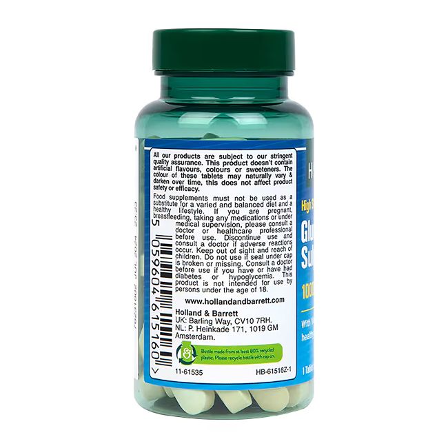 H&B HIGH STRENGTH gliukozamino sulfatas 1000 mg, 60 tablečių