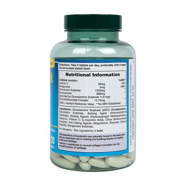 H&B HIGH STRENGTH gliukozamino sulfatas ir chondroitinas, 120 tablečių