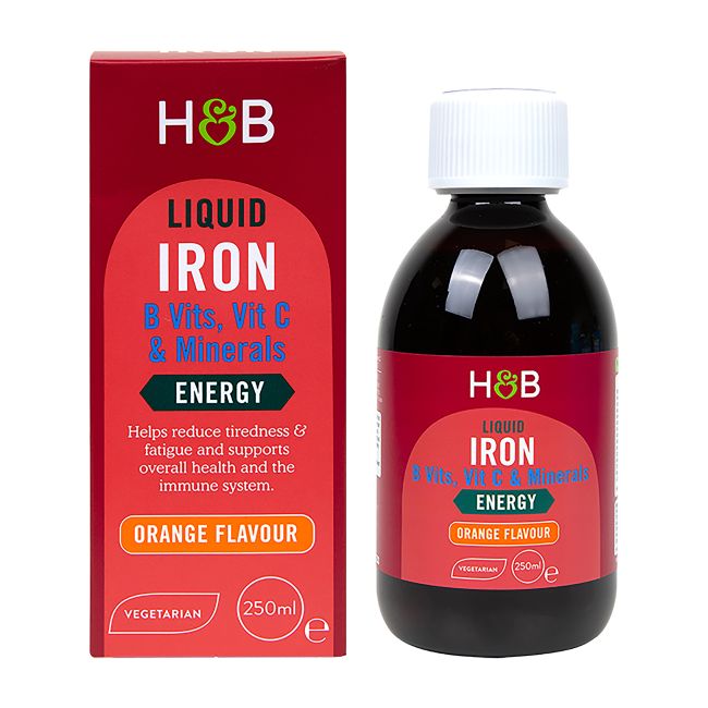 H&B geležis, B grupės vitaminai, vitaminas C ir mineralai, skystis, 250 ml