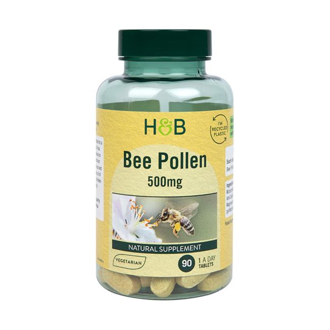 H&B bičių žiedadulkės 500 mg, 90 tablečių