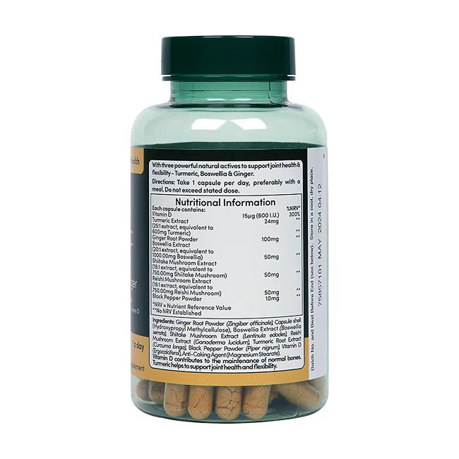 H&B HIGH STRENGTH ciberžolė 600 mg, bosvelija ir imbieras, 90 kapsulių