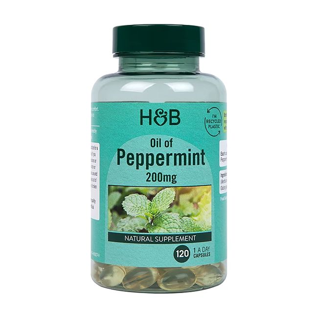 H&B pipirmėčių aliejus 200 mg, 120 kapsulių