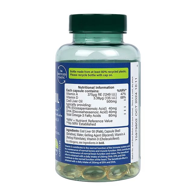 H&B grynas menkių kepenų aliejus 500 mg, 120 kapsulių