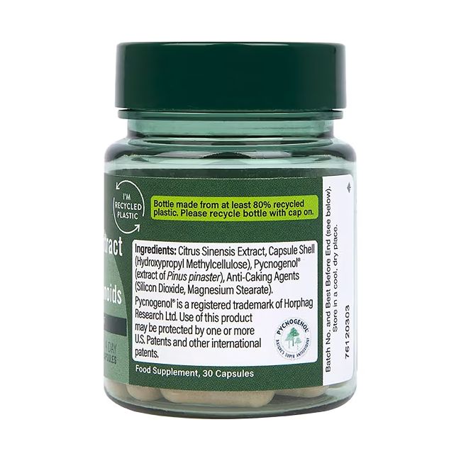 H&B PYCNOGENOL® jūrinės pušies žievės ekstraktas 30 mg ir citrusinių vaisių bioflavonoidai, 30 kap.