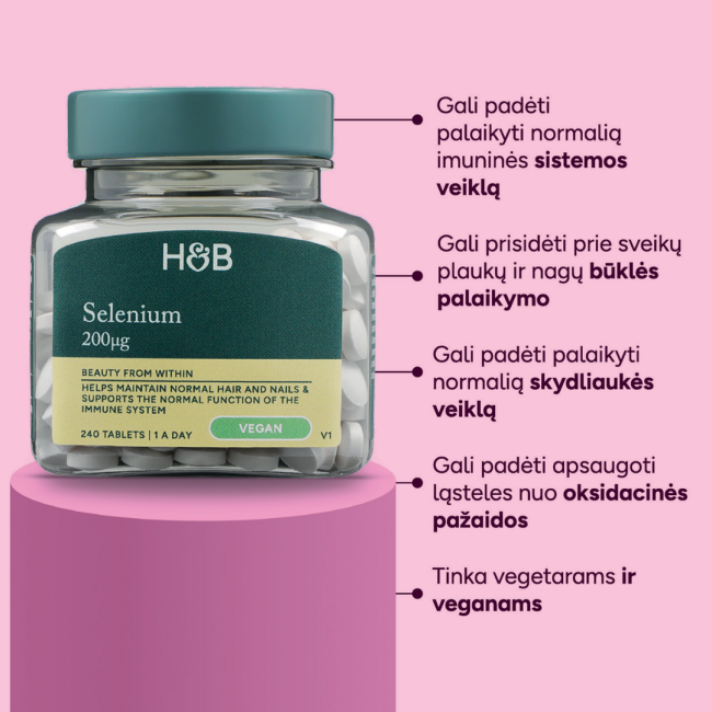 H&B selenas 200 µg, 240 tablečių