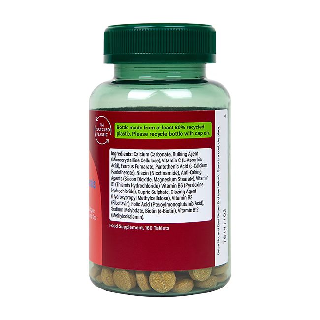 H&B geležis 15 mg, B grupės vitaminai, vitaminas C ir mineralai, 180 tablečių