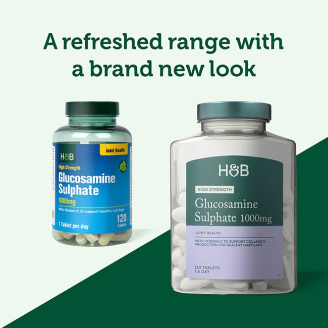 H&B HIGH STRENGTH gliukozamino sulfatas 1000 mg, 120 tablečių