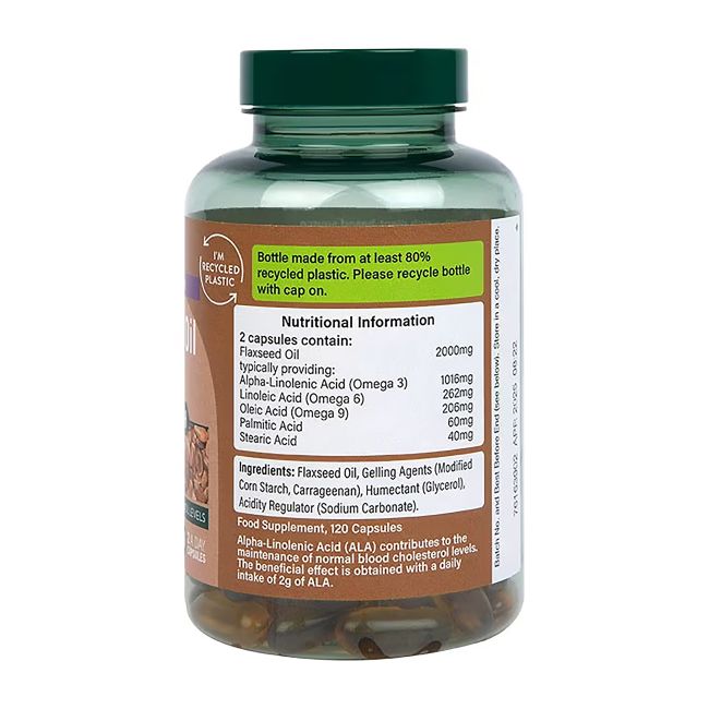 H&B HIGH STRENGTH linų sėmenų aliejus 2000 mg, 120 kapsulių