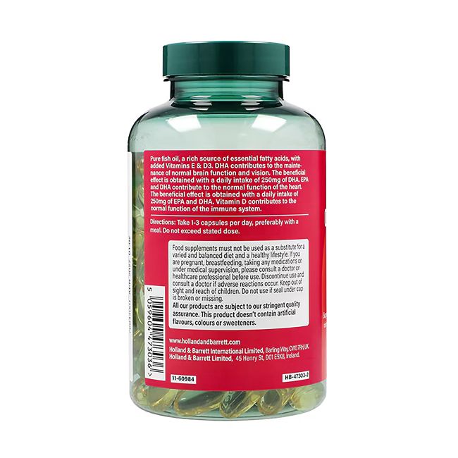 H&B omega 3 žuvų taukai 1200 mg ir vitaminas D3, 120 kapsulių