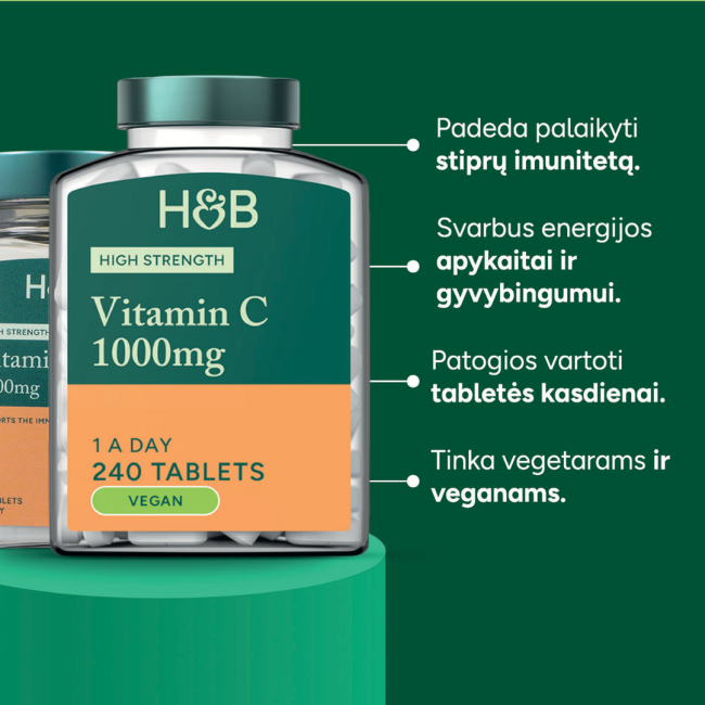 H&B vitaminas C 1000 mg, 240 tablečių