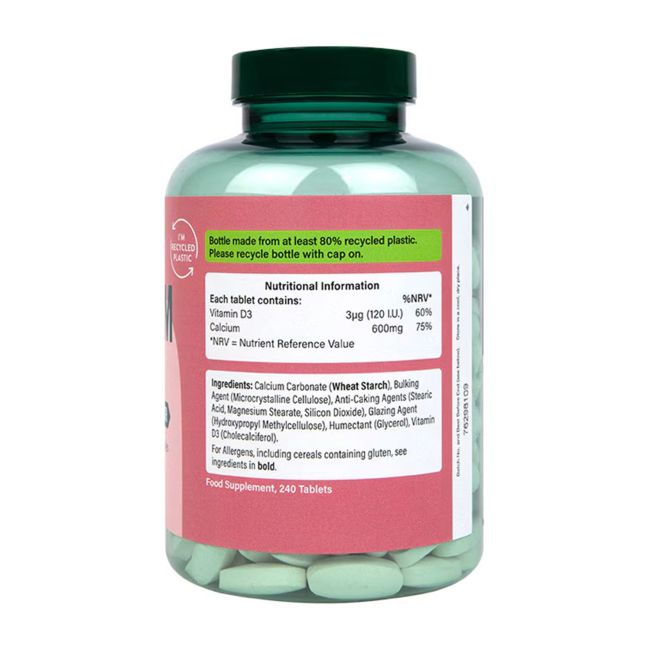 H&B kalcis 600 mg ir vitaminas D kaulams, 240 tablečių