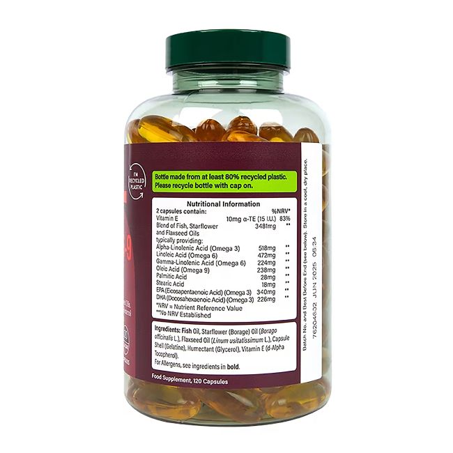 H&B HIGH STRENGTH TRIPLE omega 3-6-9, 120 kapsulių