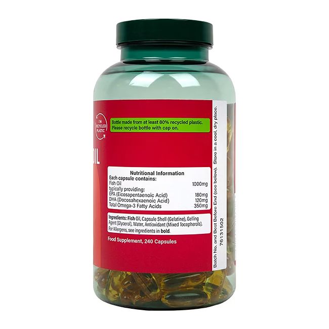 H&B omega 3 žuvų taukai 1000 mg, 240 kapsulių