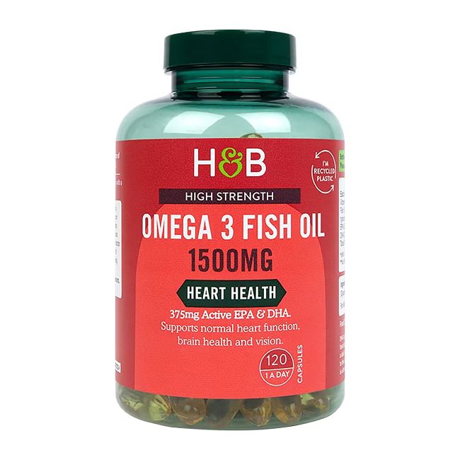 H&B omega 3 žuvų taukai 1500 mg, 120 kapsulių