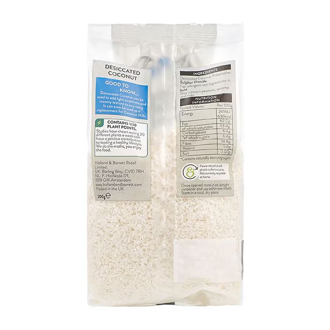 HOLLAND & BARRETT džiovinti kokosai, 200 g