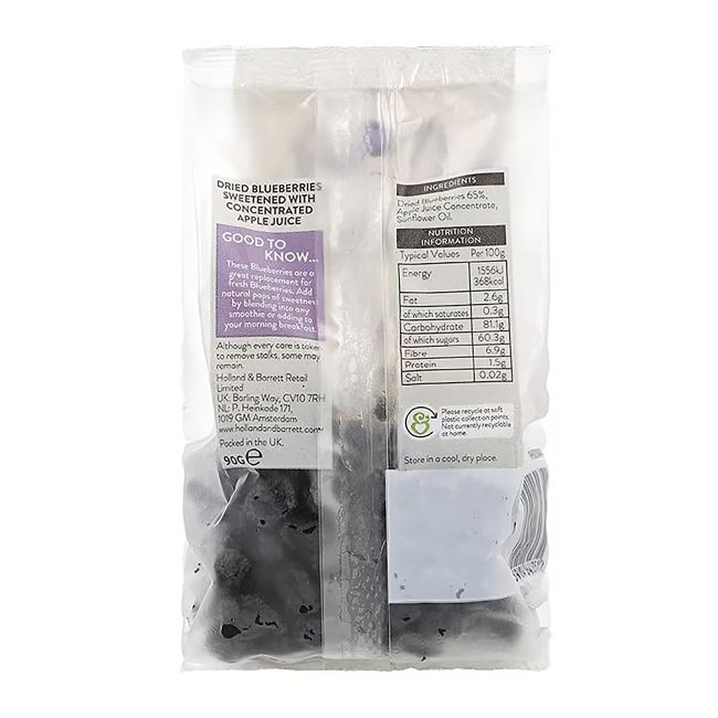 HOLLAND & BARRETT džiovintos mėlynės, 90 g