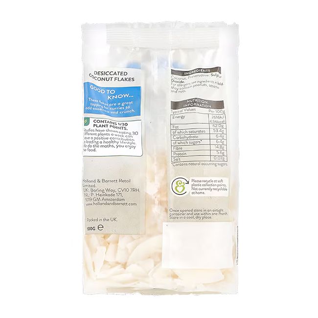 HOLLAND & BARRETT kokosų dribsniai, 100 g