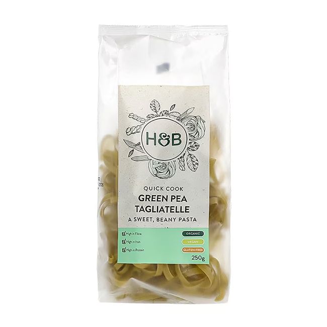 HOLLAND & BARRETT TAGLIATELLE greito paruošimo žaliųjų žirnelių makaronai, 250 g