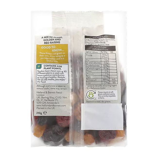HOLLAND & BARRETT JEWELLED RAISIN MIX razinų mišinys, 210 g