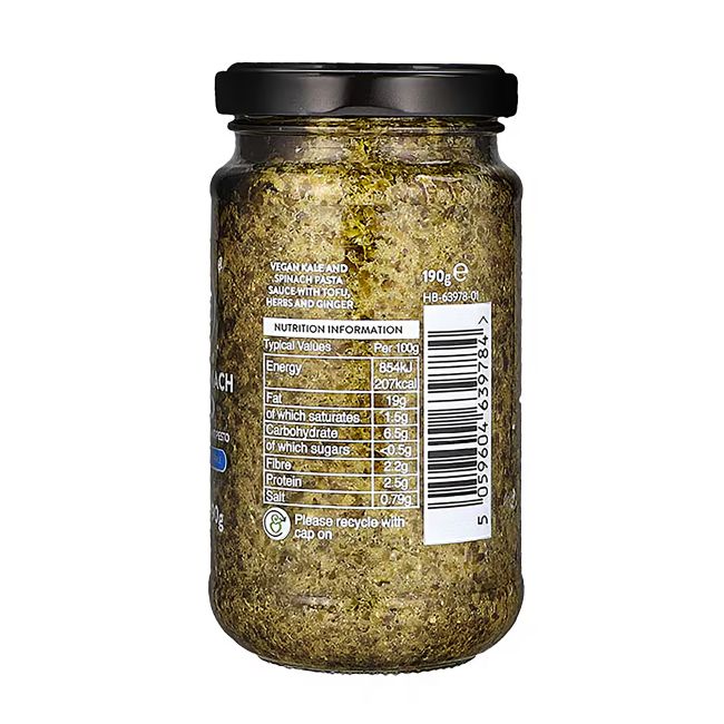 HOLLAND & BARRETT KALE & SPINACH PESTO padažas, 190 g