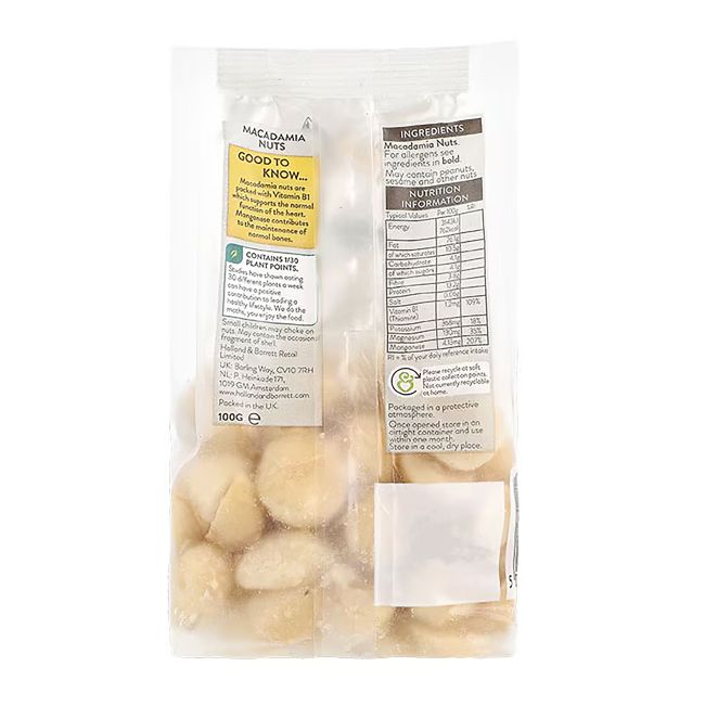 HOLLAND & BARRETT makadamijos riešutai, 100 g