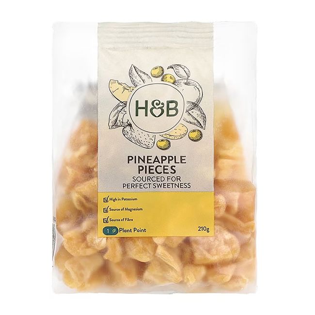 HOLLAND & BARRETT džiovinti ananasų gabaliukai, 210 g