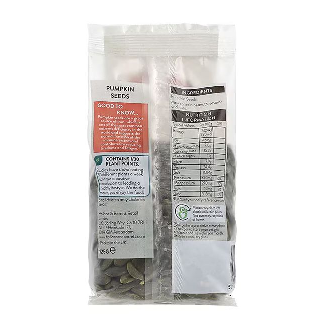 HOLLAND & BARRETT moliūgų sėklos, 125 g