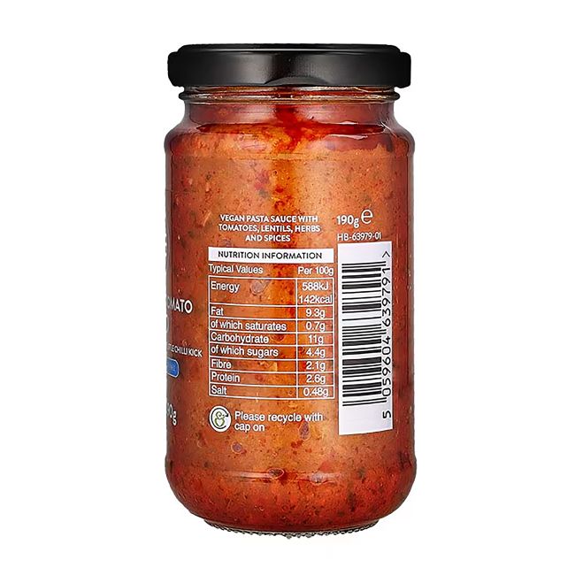 HOLLAND & BARRETT raudonųjų lęšių ir pomidorų pesto padažas, 190 g