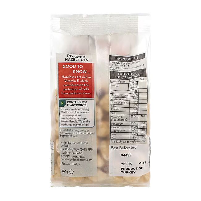 HOLLAND & BARRETT skrudinti lazdyno riešutai, 100 g