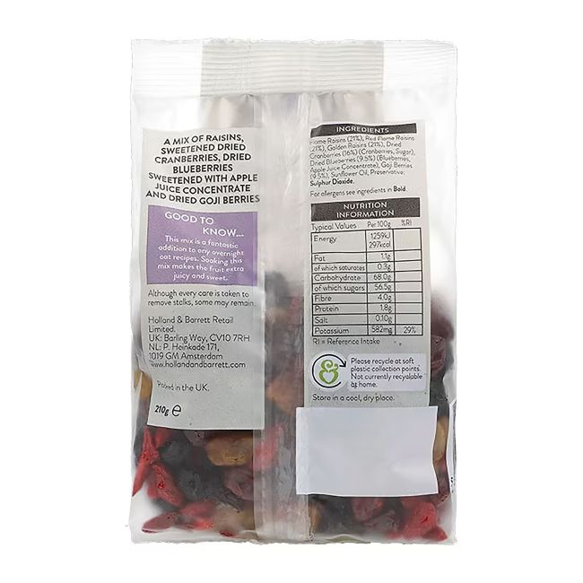 HOLLAND & BARRETT SUPER uogų mišinys, 210 g