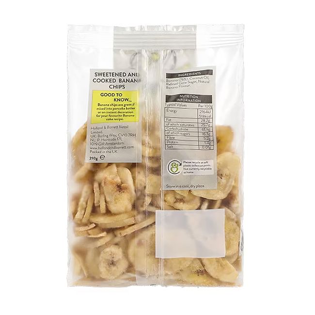 HOLLAND & BARRETT traškūs bananų traškučiai, 210 g