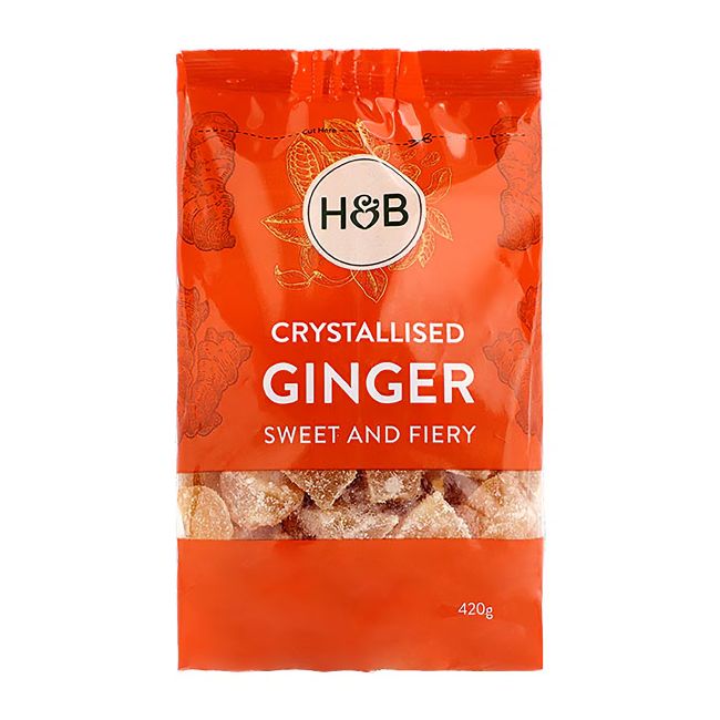 HOLLAND & BARRETT cukruoti imbierų gabaliukai, 420 g