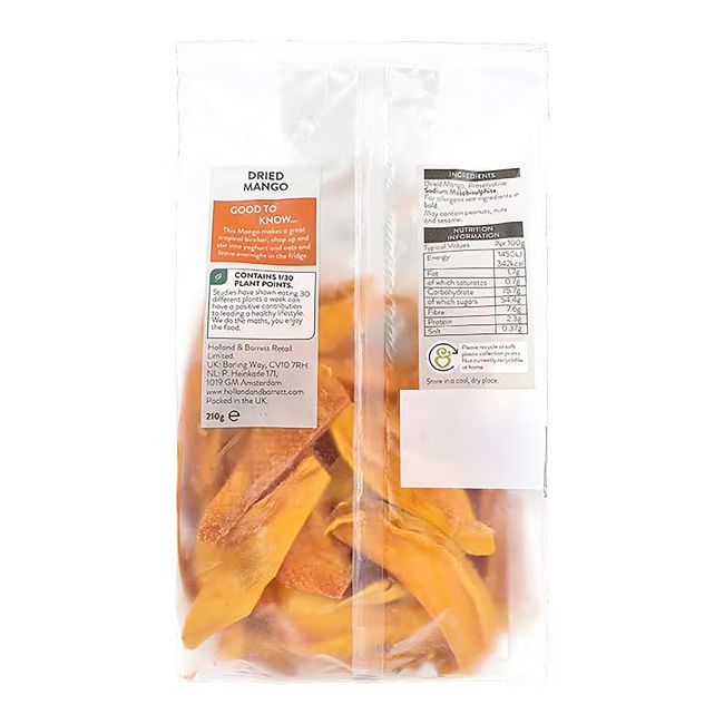 HOLLAND & BARRETT džiovinti mangų griežinėliai, 210 g